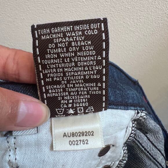 7 For All Mankind Crop Straight Leg Denim Blue Light Distressed Y2K Women's 26 - Picture 10 of 10